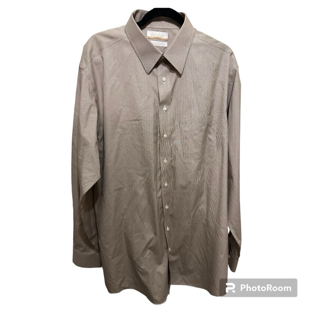 Roundtree & Yourke Gold Label Men’s Tall 17 1/2 - 36/37 Brown Dress Shirt, NEW